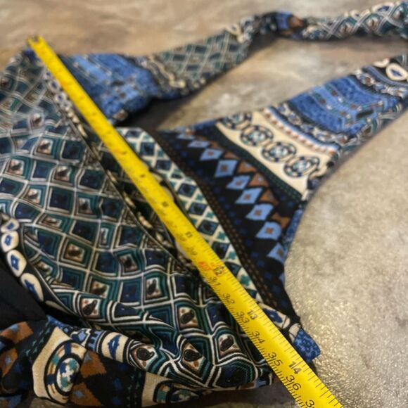 mandee y2k halter top or mini dress with blue and brown early 2000s pattern - Picture 3 of 5